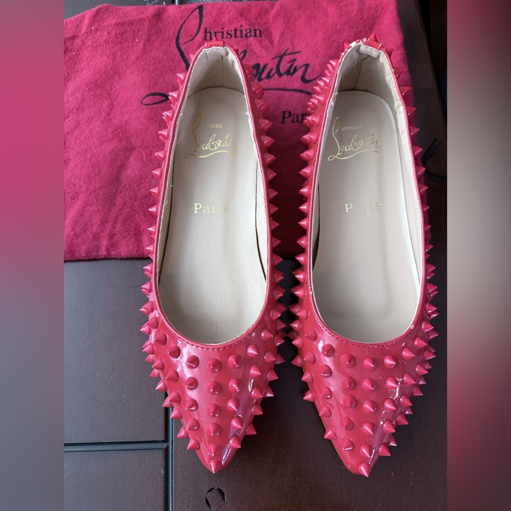 Christian Louboutin Red Studded flats